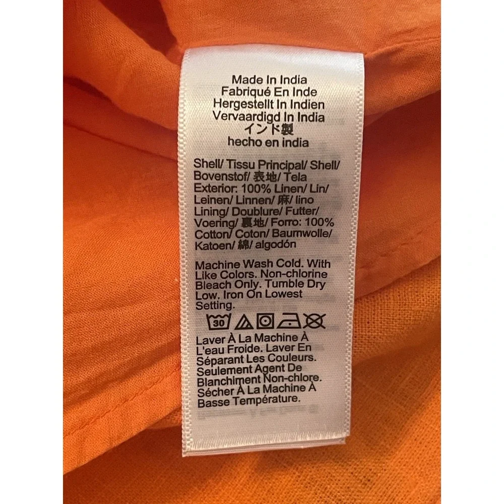J. Crew NWT Palermo Smocked Waist Linen Orange Mini Dress Womens S Minimalist - Picture 9 of 9